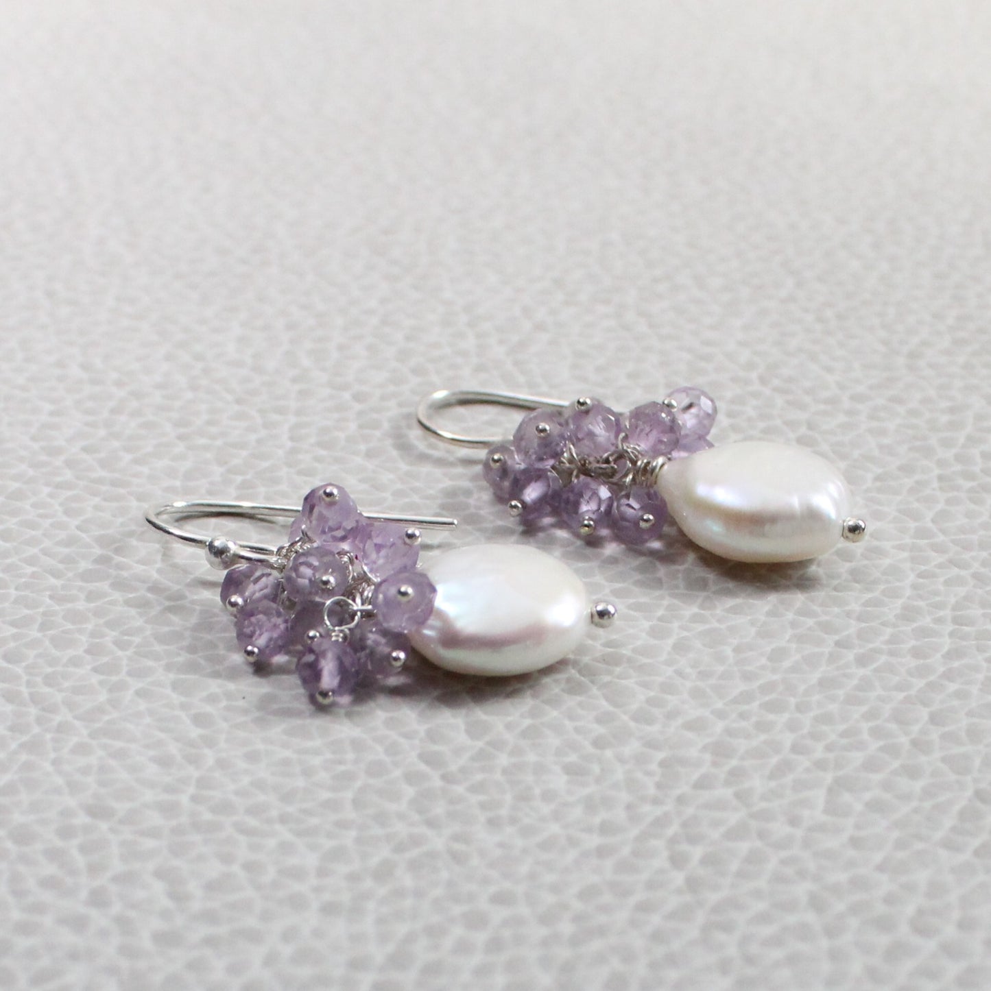 Coin Pearl Lavender Amethyst Earrings - Teagan