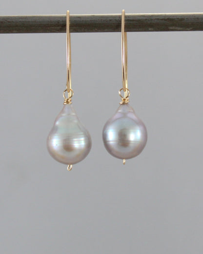 Gray Baroque Pearl Drop Earrings - Sophie