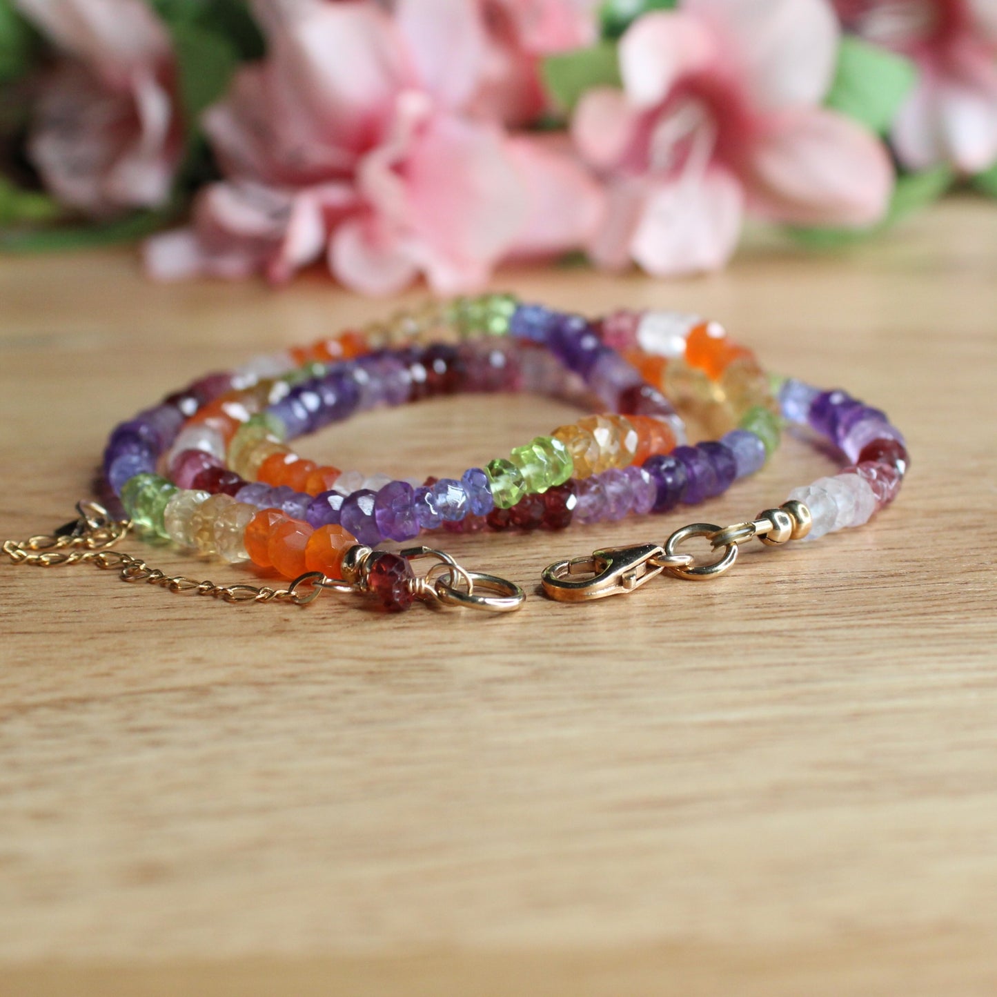 Mixed Gemstone Repeating Rainbow Necklace - Iris