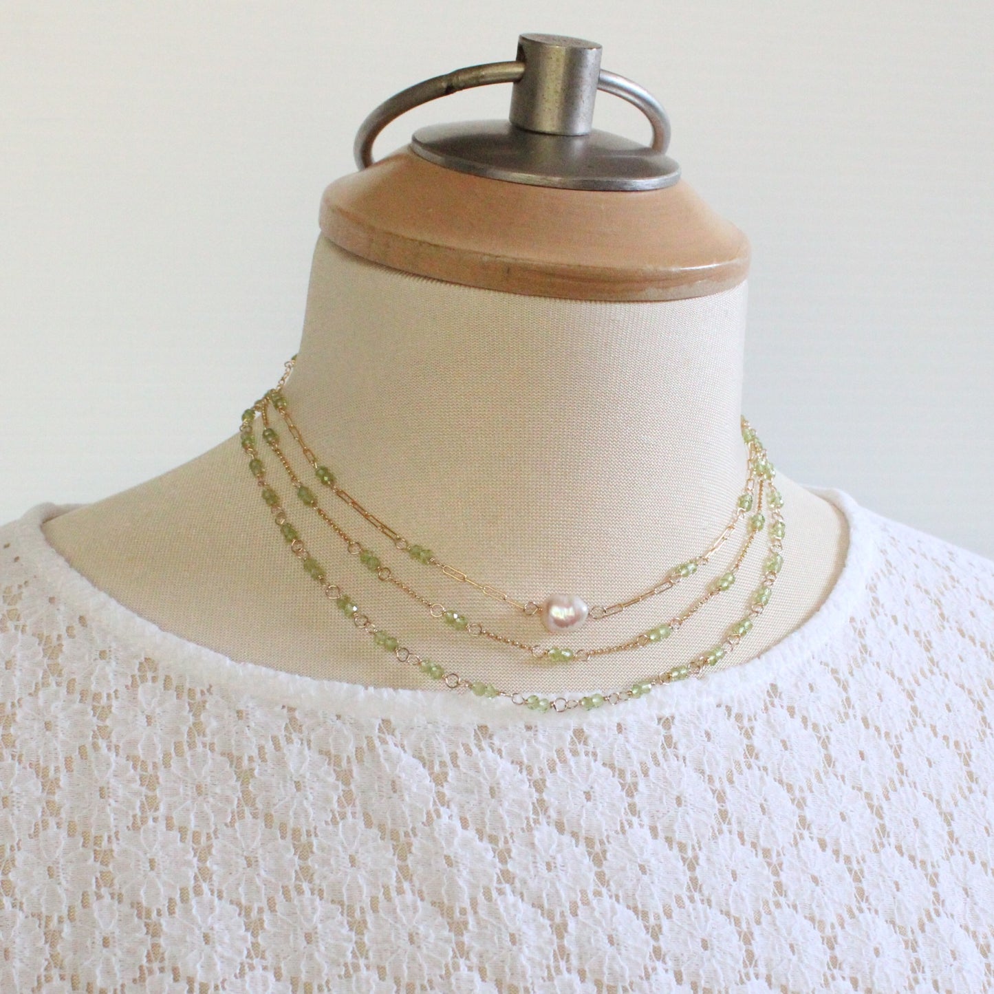 Peridot Gemstone Layering Necklace - Sarah