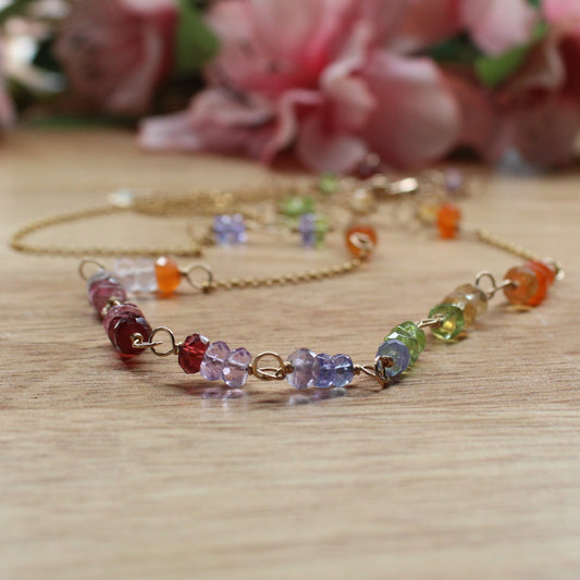 Mixed Gemstone Chain Necklace - Eos Rainbow