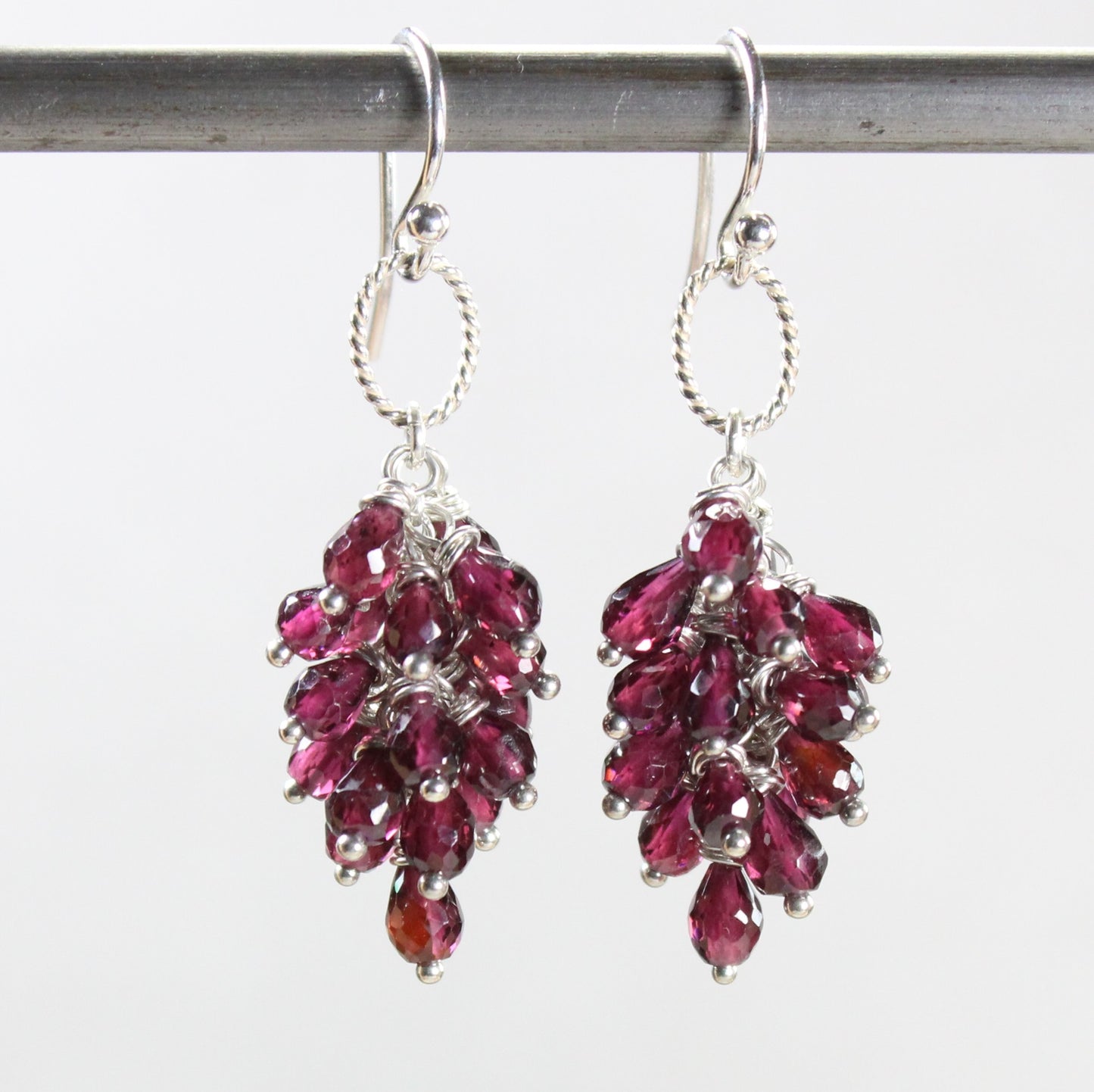 Rhodolite Garnet Briolette Dangle Earrings - Eloise