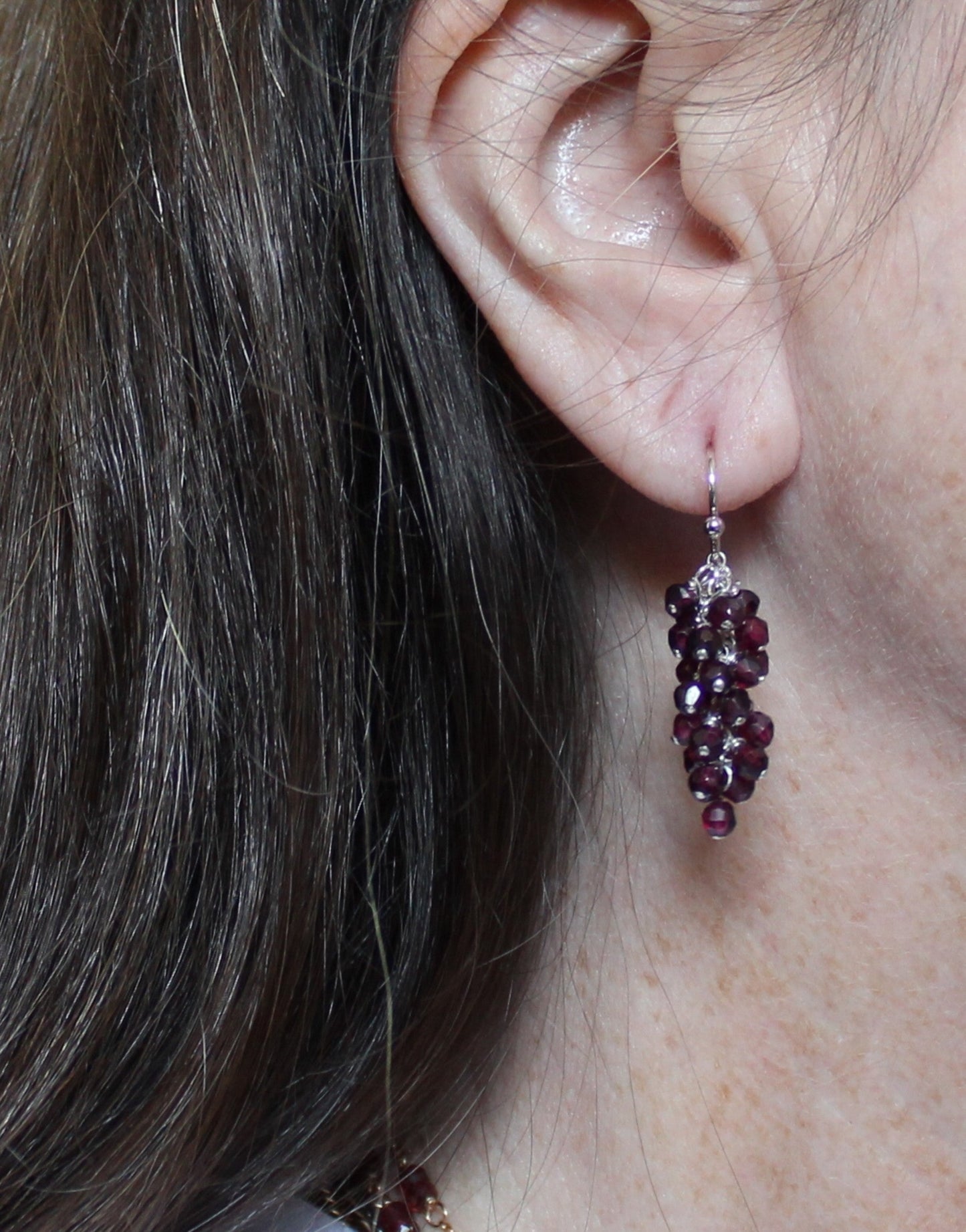 Rhodolite Garnet Dangle Earrings - Mila
